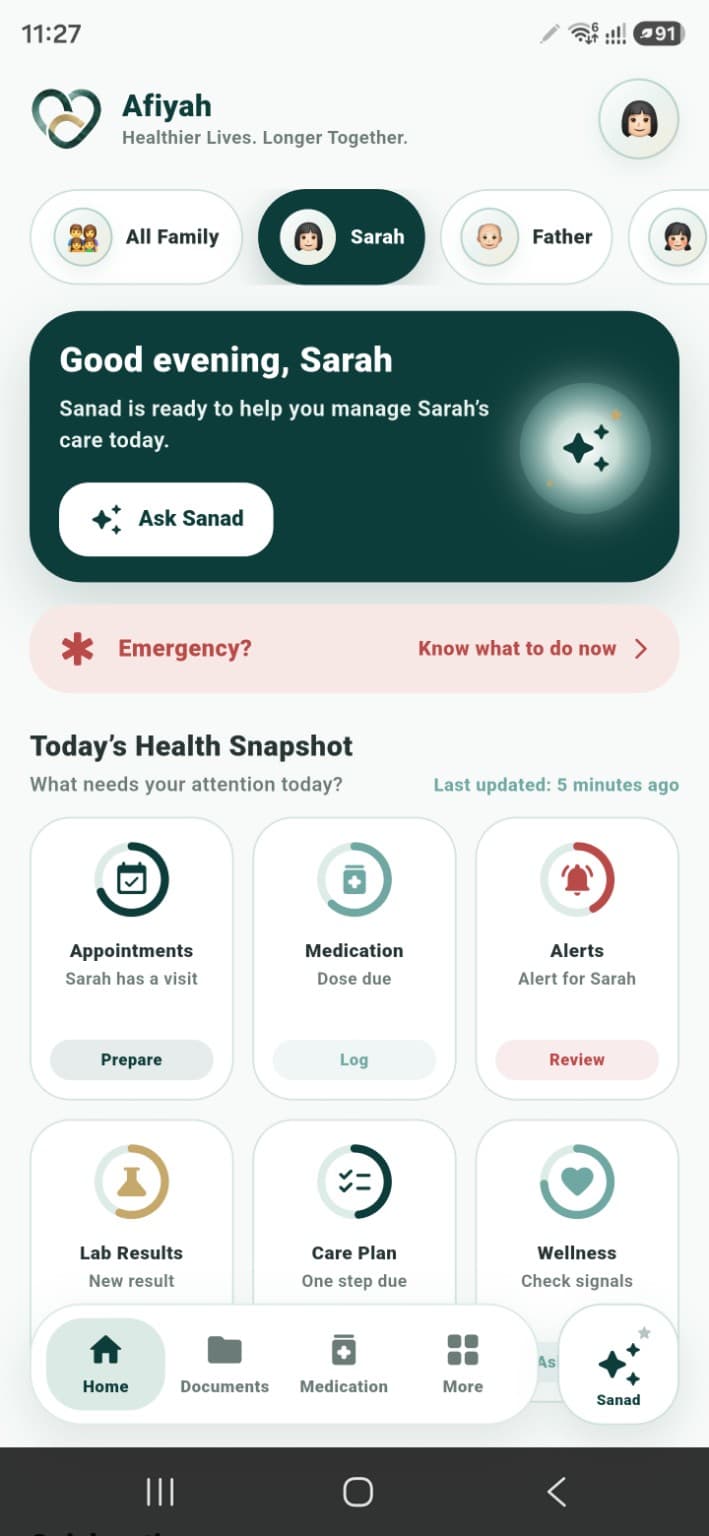 Afiyah connected patient health view
