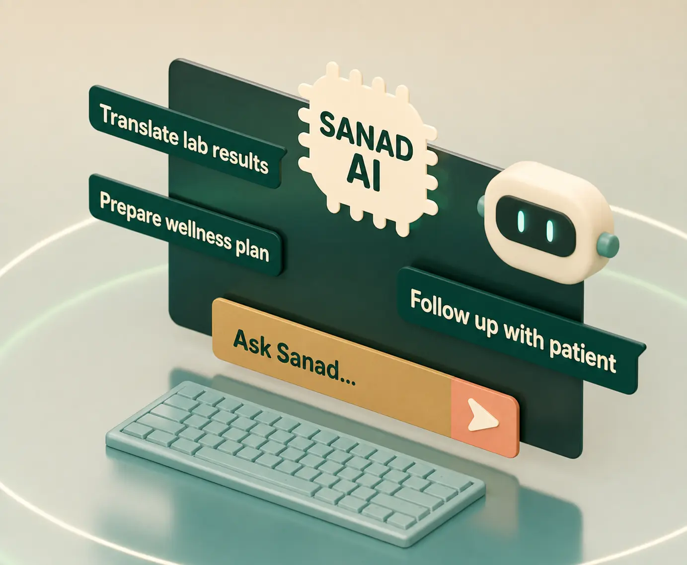Sanad AI translating lab results, preparing a wellness plan and following up with the patient